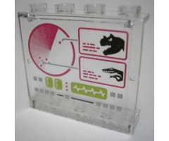 Panel 1 x 4 x 3 - Hollow Studs with Dinosaur Computer Screen Pattern (Sticker) - Sets 7298 / 7477