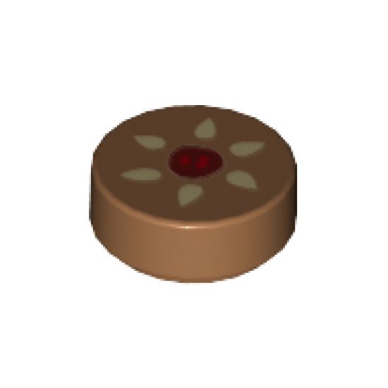 Tile, Round 1 x 1 with Chinese Almond Cookie Pattern