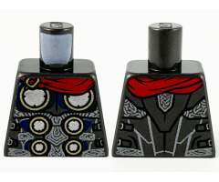 Torso Armor with 6 Metallic Silver Disks with Gold Edge, Red Cape and Detailed Back Pattern