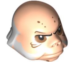 Minifigure, Head, Modified SW Ugnaught with White Sideburns and Hair Pattern