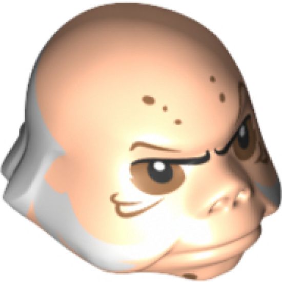 Minifigure, Head, Modified SW Ugnaught with White Sideburns and Hair Pattern
