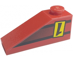 Slope 33 3 x 1 with Upside-down Black Number 1 on Yellow Rectangle Pattern Model Right (Sticker) - Set 8209