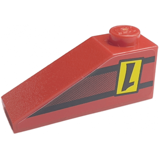 Slope 33 3 x 1 with Upside-down Black Number 1 on Yellow Rectangle Pattern Model Right (Sticker) - Set 8209
