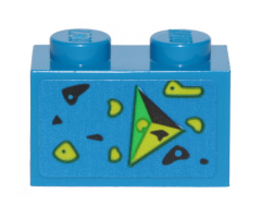 Brick 1 x 2 with Black, Green and Lime Geometrical Patches Pattern 1 (Sticker) - Set 70839