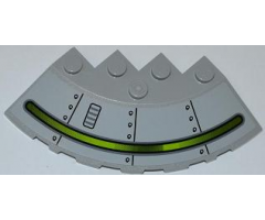 Brick, Round Corner 6 x 6 with Slope 33 Edge, Facet Cutout with Alien Ship with Vent on Left Pattern (Sticker) - Set 7066