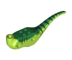 Animal, Body Part Dinosaur Middle Raptor with Green Top with Dark Green Stripes Pattern