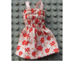 Scala, Figure Accessory Clothes Female Dress with Skirt with Yellow Dots and Red Flowers Pattern