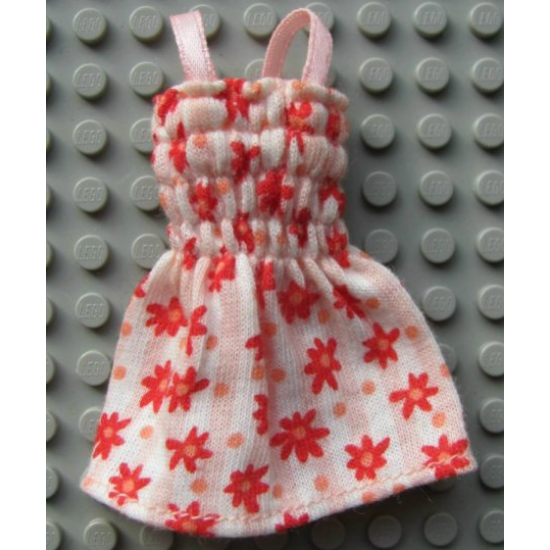 Scala, Figure Accessory Clothes Female Dress with Skirt with Yellow Dots and Red Flowers Pattern