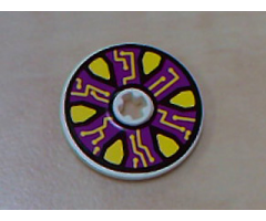 Technic, Disk 3 x 3 with Yellow Points and Circuits on Dark Purple Pattern (Sticker) - Set 8245