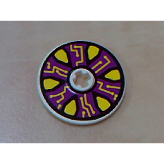 Technic, Disk 3 x 3 with Yellow Points and Circuits on Dark Purple Pattern (Sticker) - Set 8245