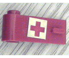 Door 1 x 3 x 1 Left with Red Cross Pattern on White Background (Sticker) - Sets 623-1 / 6364