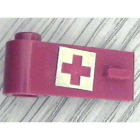 Door 1 x 3 x 1 Left with Red Cross Pattern on White Background (Sticker) - Sets 623-1 / 6364