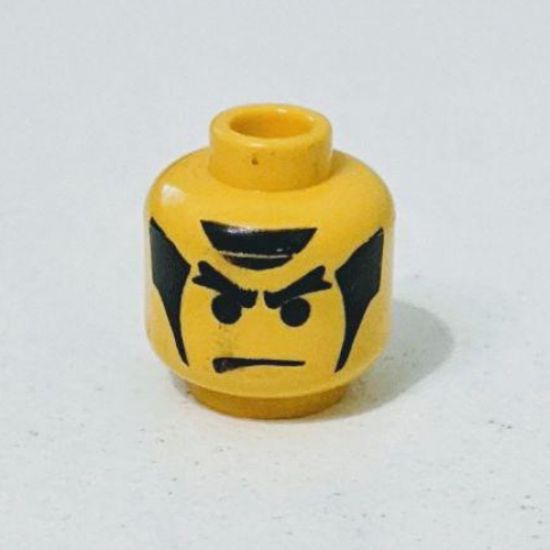 Minifigure, Head Male Angry Eyebrows and Sideburns Ninja Pattern - Blocked Open Stud
