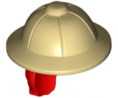 Minifigure, Hair Combo, Hat with Hair, Pith Helmet and Red Hair in Ponytail Pattern