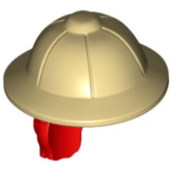 Minifigure, Hair Combo, Hat with Hair, Pith Helmet and Red Hair in Ponytail Pattern
