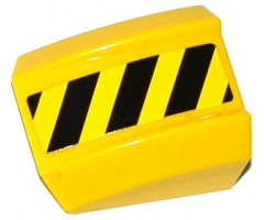 Slope, Curved 2 x 2 Lip with Black and Yellow Danger Stripes Pattern Model Right Side (Sticker) - Set 70814