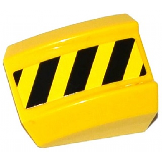 Slope, Curved 2 x 2 Lip with Black and Yellow Danger Stripes Pattern Model Right Side (Sticker) - Set 70814