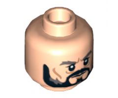 Minifigure, Head Dual Sided LotR Dark Bluish Gray Eyebrows, Black Beard, Wrinkles, Stern / Open Mouth with Teeth Pattern - Hollow Stud
