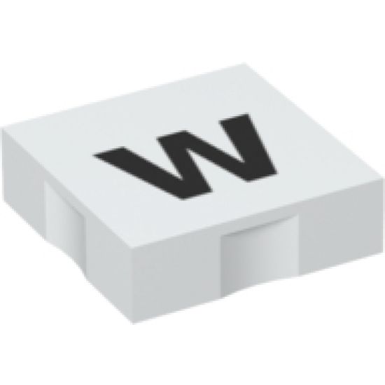 Duplo, Tile 2 x 2 with Black Lowercase Letter w Pattern