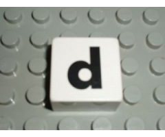Duplo, Tile 2 x 2 x 1 with Black Lowercase Letter d Pattern