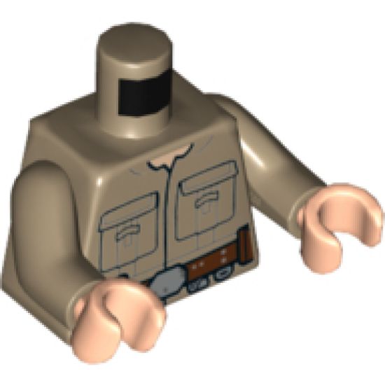 Torso SW Shirt Front Seamed with Patch Pockets, Reddish Brown Belt Pattern (Luke Skywalker) / Dark Tan Arms / Light Nougat Hands