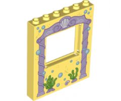 Panel 1 x 6 x 6 with Window with Pink Arch, Bubbles and Sea Grass Pattern (10723)
