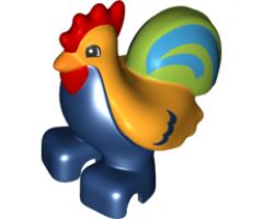 Duplo, Animal Chicken, Rooster, Two Feet with Lime Tail