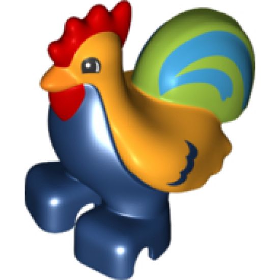 Duplo, Animal Chicken, Rooster, Two Feet with Lime Tail