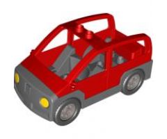 Duplo, Vehicle Car with 2 Studs on Roof, Dark Bluish Gray Base