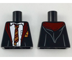 Torso Hogwarts Robe over White Shirt, Dark Red and Bright Light Orange Rumpled Tie and Trim Pattern