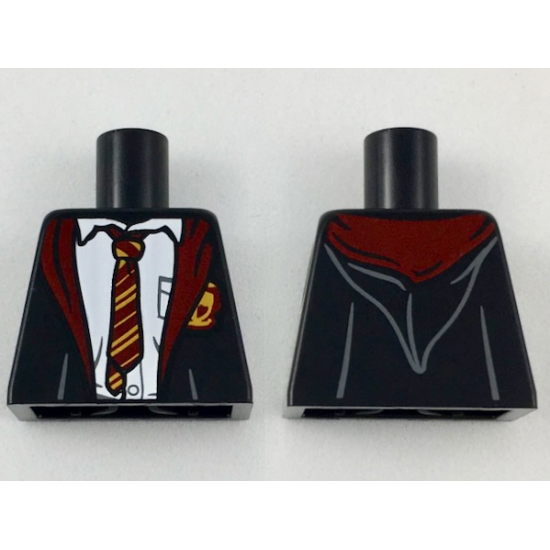 Torso Hogwarts Robe over White Shirt, Dark Red and Bright Light Orange Rumpled Tie and Trim Pattern