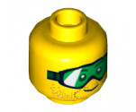 Minifigure, Head Glasses with Green Goggles and Brown Stubble Pattern - Hollow Stud