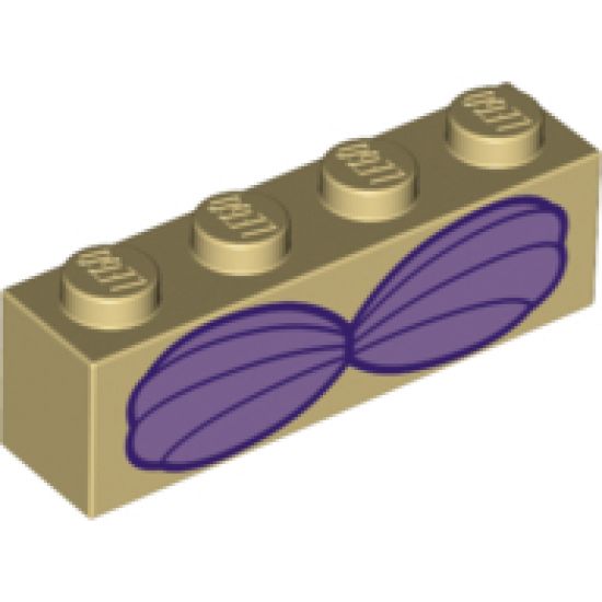 Brick 1 x 4 with Violet Bikini Shell Bra Top Pattern