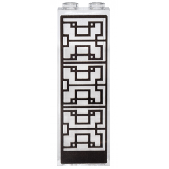 Brick 1 x 2 x 5 with Black Geometric Design Pattern Model Right Side (Sticker) - Set 71242