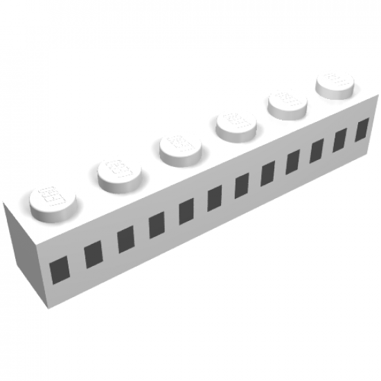Brick 1 x 6 with Ferry Squares Black 12 in 1 Line Pattern