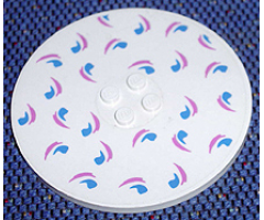 Tile, Round 8 x 8 with Blue and Dark Pink Small Wave Design Pattern (Sticker) - Set 5890