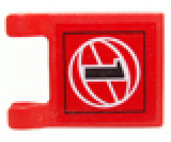 Flag 2 x 2 Square with Black Number 1 on Red Background with White Basketball Pattern (Sticker) - Set 3432