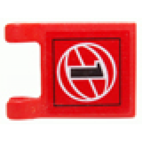 Flag 2 x 2 Square with Black Number 1 on Red Background with White Basketball Pattern (Sticker) - Set 3432