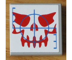 Tile 2 x 2 with Ogel Skull with Red Features and Blue Crosshairs Pattern (Sticker) - Set 4748