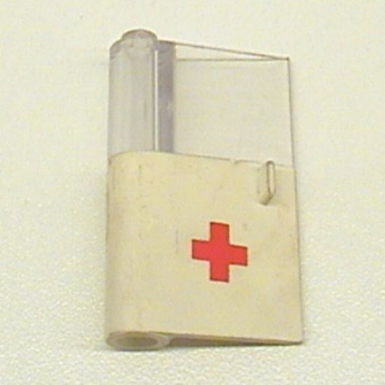 Door 1 x 3 x 4 Left with Window and Red Cross Pattern, Lower
