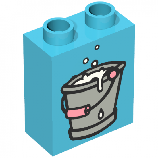 Duplo, Brick 1 x 2 x 2 with Bucket of Water in Gray Pattern
