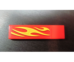 Tile 1 x 4 with Yellow Flames Pattern Model Front Left (Sticker) - Set 8667