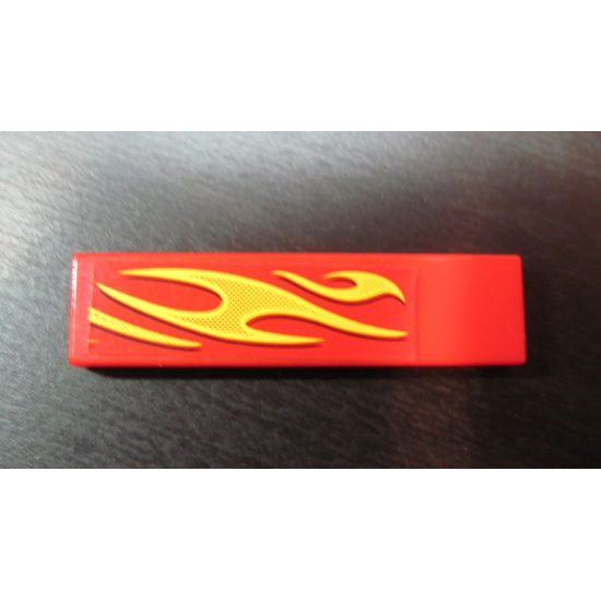 Tile 1 x 4 with Yellow Flames Pattern Model Front Left (Sticker) - Set 8667