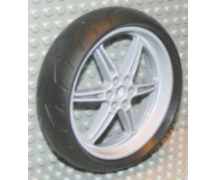 Wheel & Tire Assembly Technic Street Bike (8420) with Black Tire Technic Street Bike (8420) - Wide, Rear (51378 / 51379)