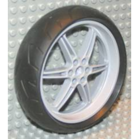 Wheel & Tire Assembly Technic Street Bike (8420) with Black Tire Technic Street Bike (8420) - Wide, Rear (51378 / 51379)