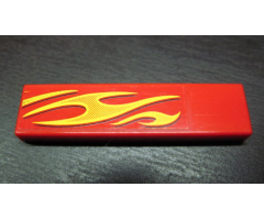 Tile 1 x 4 with Yellow Flames Pattern Model Front Right (Sticker) - Set 8667