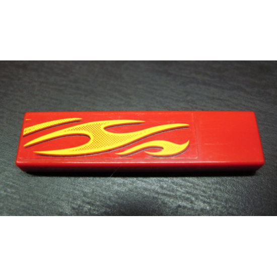 Tile 1 x 4 with Yellow Flames Pattern Model Front Right (Sticker) - Set 8667