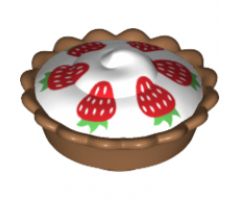 Food & Drink Pie with White Cream Filling and Six Red Strawberries with Green Leaves Pattern