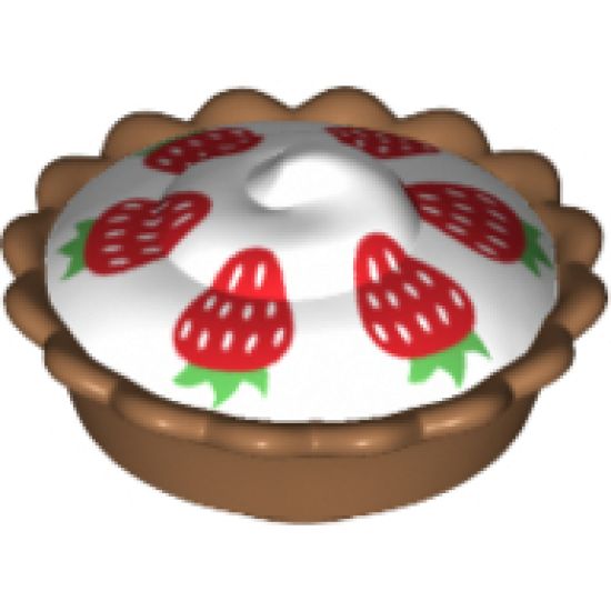 Food & Drink Pie with White Cream Filling and Six Red Strawberries with Green Leaves Pattern