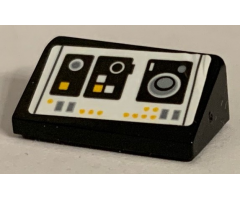 Slope 30 1 x 2 x 2/3 with SW Millennium Falcon Control Panel, White and Yellow Buttons and Speaker Pattern (Sticker) - Set 75212